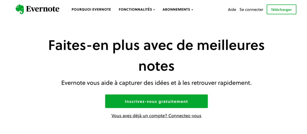 Landing Page Evernote