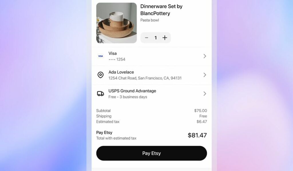 écran pour payer achat en ligne sur ChatGPT